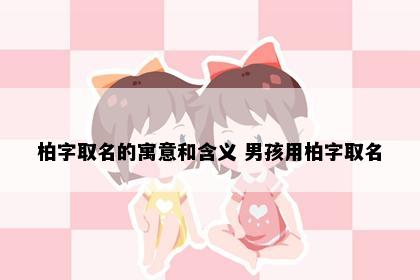 柏字取名的寓意和含义 男孩用柏字取名