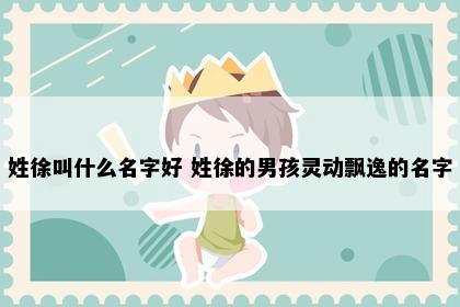姓徐叫什么名字好 姓徐的男孩灵动飘逸的名字