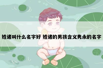 姓诸叫什么名字好 姓诸的男孩含义隽永的名字
