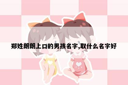 郑姓朗朗上口的男孩名字,取什么名字好
