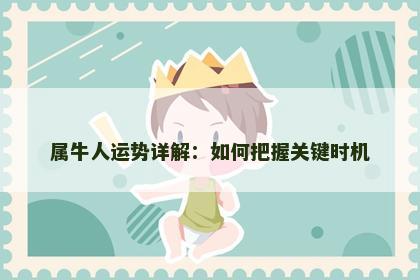属牛人运势详解：如何把握关键时机