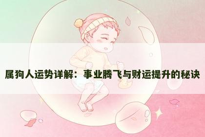 属狗人运势详解：事业腾飞与财运提升的秘诀