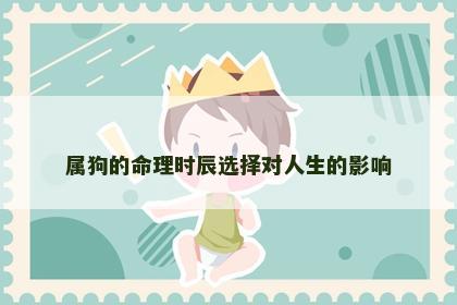 属狗的命理时辰选择对人生的影响
