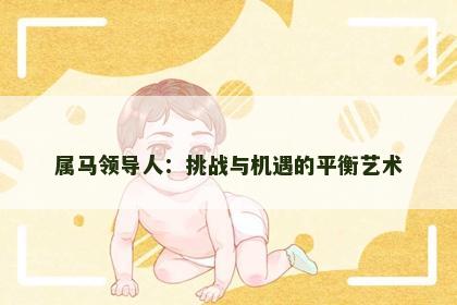 属马领导人：挑战与机遇的平衡艺术