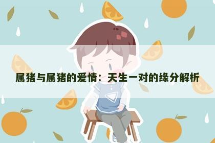 属猪与属猪的爱情：天生一对的缘分解析