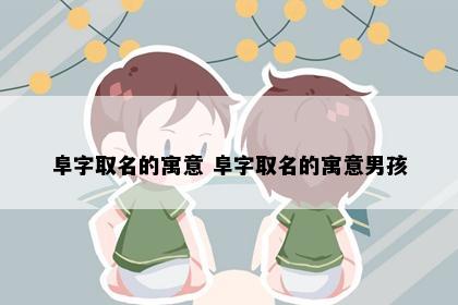阜字取名的寓意 阜字取名的寓意男孩