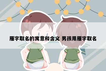雁字取名的寓意和含义 男孩用雁字取名