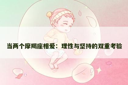 当两个摩羯座相爱：理性与坚持的双重考验