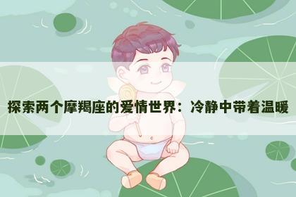 探索两个摩羯座的爱情世界：冷静中带着温暖