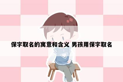 保字取名的寓意和含义 男孩用保字取名